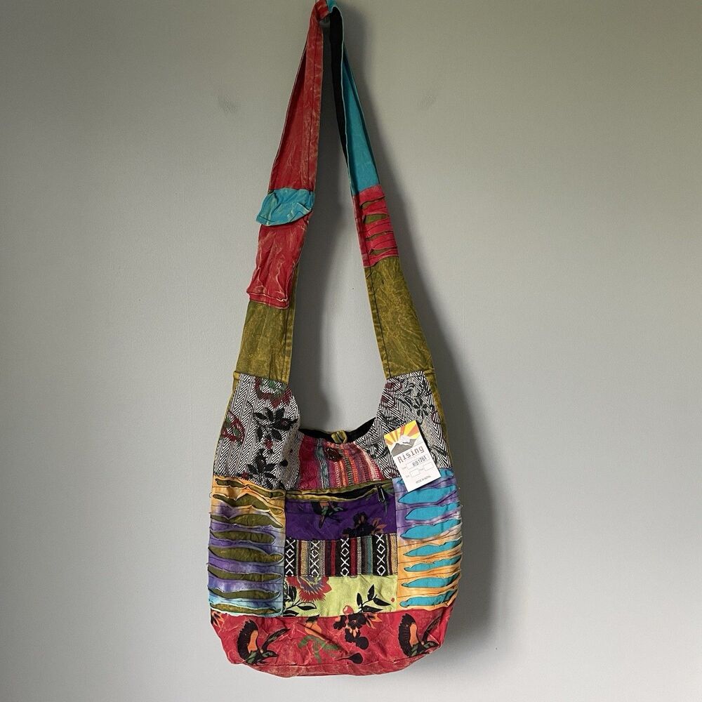 Rising International Patchwork Boho Multicolor Crossbody Bag Purse Tote One Size